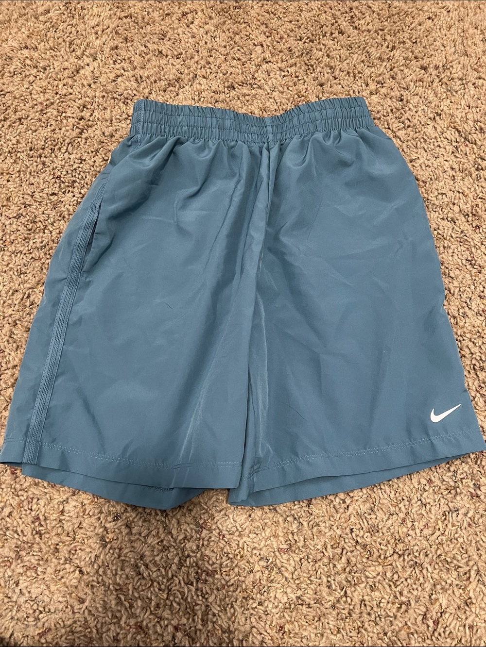 Nike Kids Teal Athletic Shorts with White Swoosh